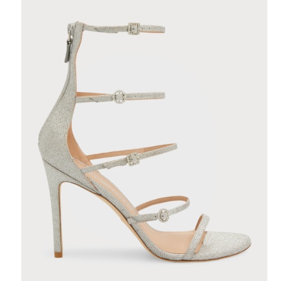 NIB $625 Stuart Weitzman Nudist Crystal-Buckle Caged Sandals in size 37.5! - Picture 2 of 6